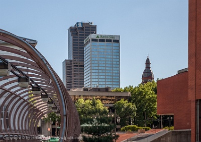 View from the right of foot bridge next to the State House convention Center  Little Rock, Arkansas